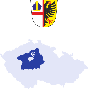 obrysová mapa a&nbsp;erb obce