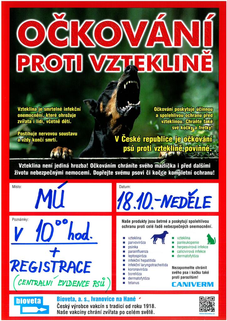 leták očkování psů a koček